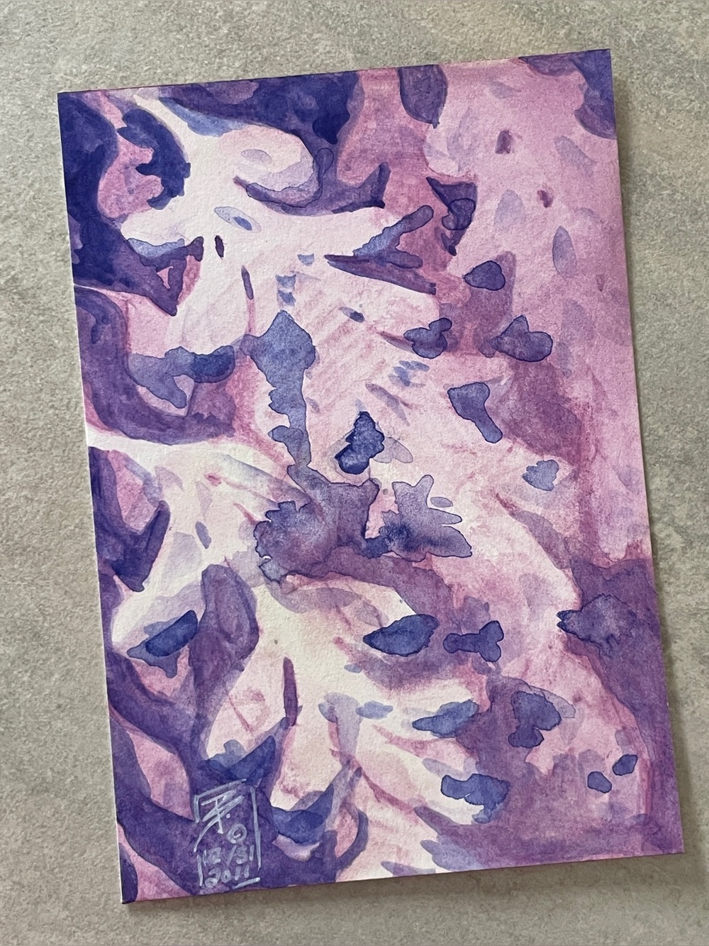 ORIGINAL WISTERIA Purple Lavender Abstract Watercolor Painting SFA 4x6
